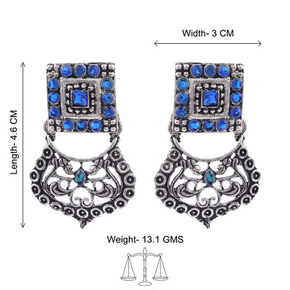 Glitter Grid Dangler Earring (Blue)