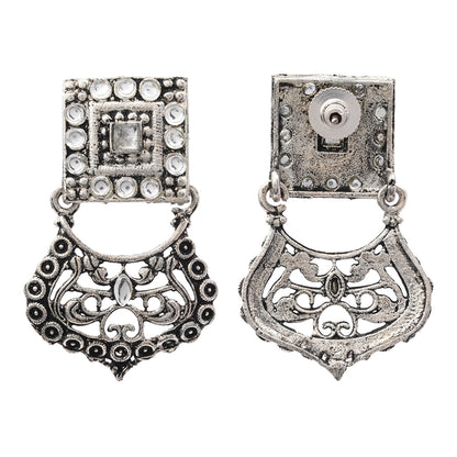 Glitter Grid Dangler Earring (White)