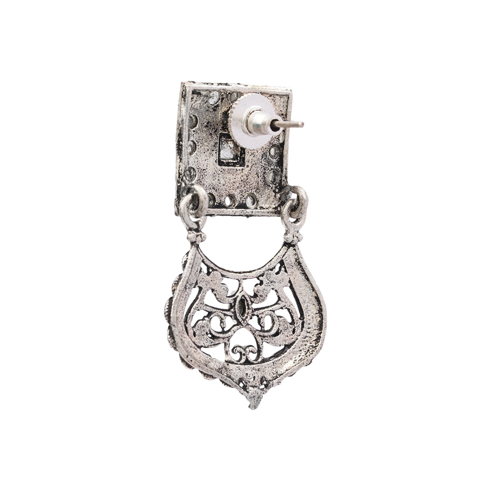 Glitter Grid Dangler Earring (White)