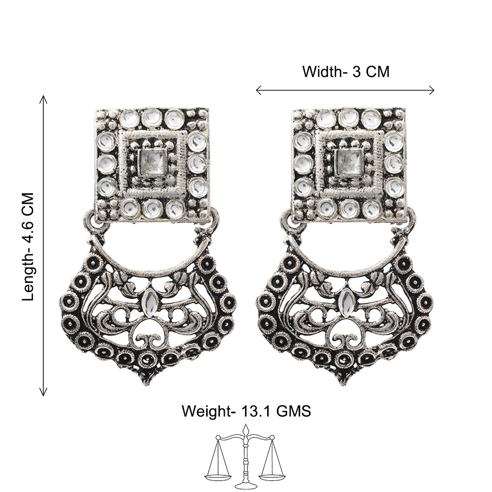 Glitter Grid Dangler Earring (White)