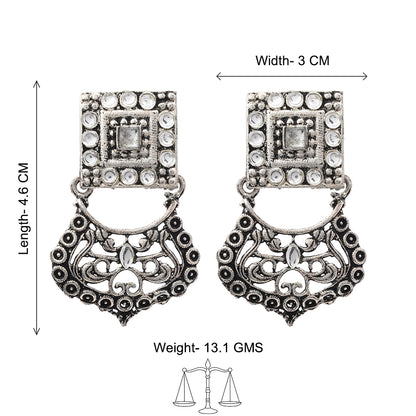 Glitter Grid Dangler Earring (White)