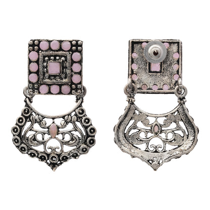 Glitter Grid Dangler Earring (Baby Pink)