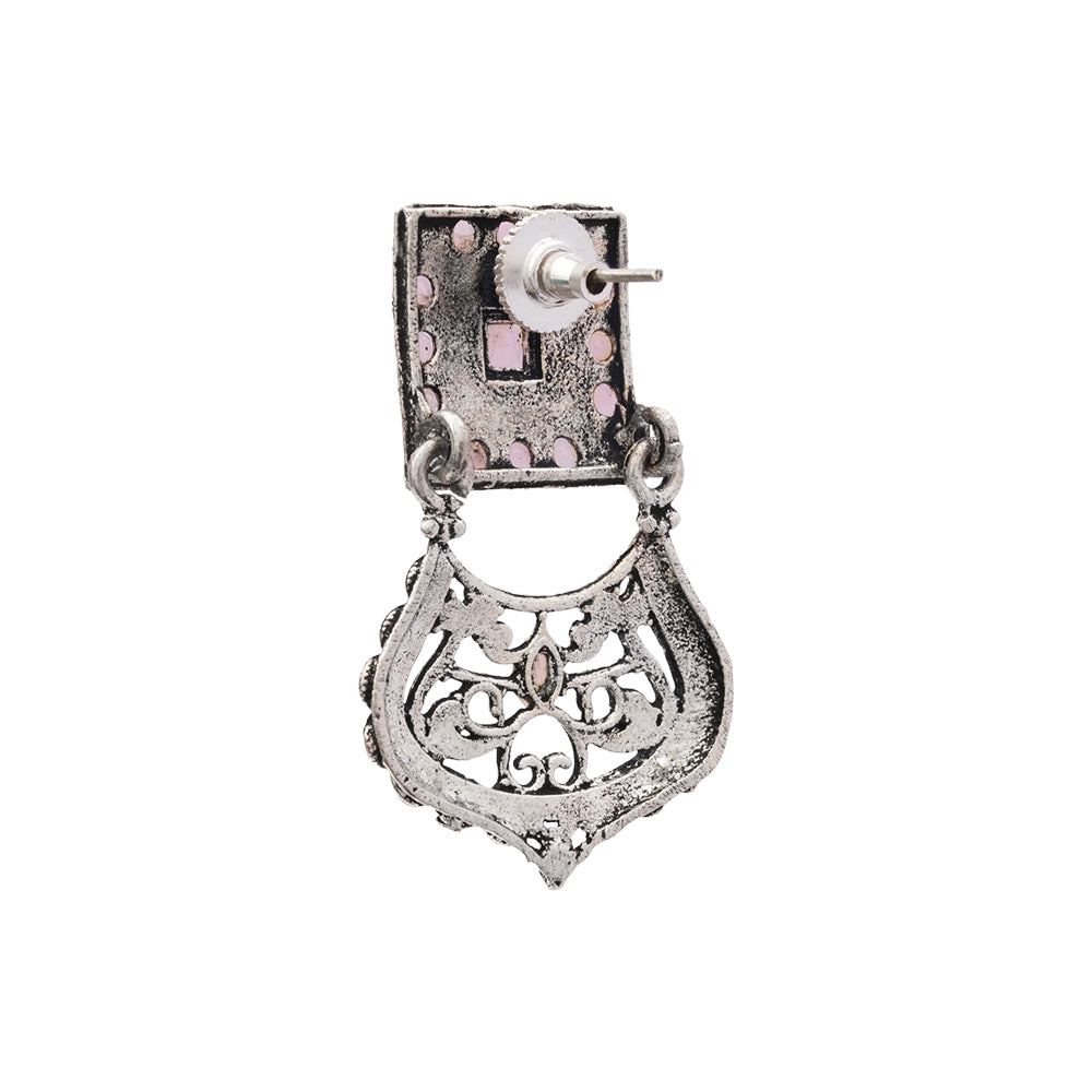 Glitter Grid Dangler Earring (Baby Pink)