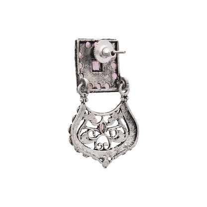 Glitter Grid Dangler Earring (Baby Pink)