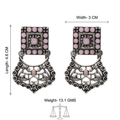 Glitter Grid Dangler Earring (Baby Pink)