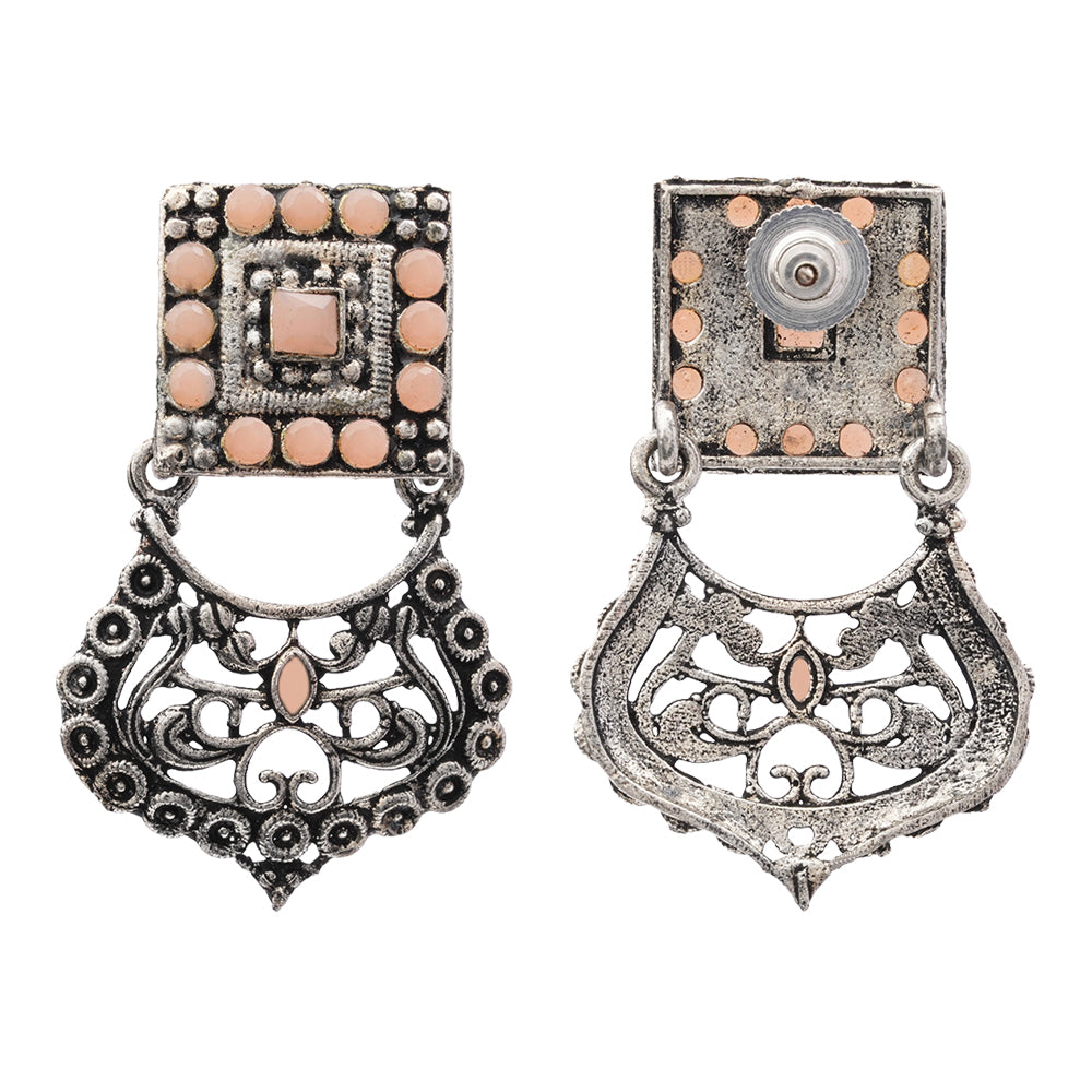 Glitter Grid Dangler Earring (Light Orange)