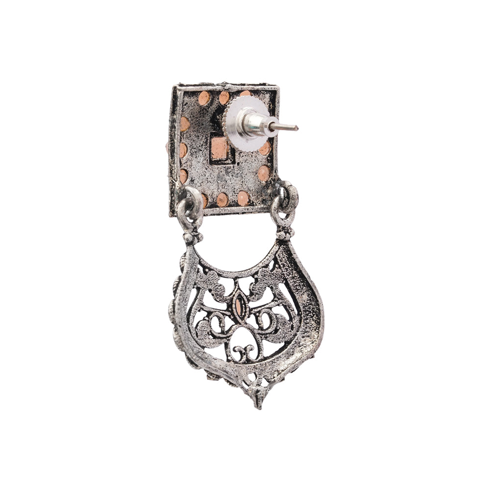 Glitter Grid Dangler Earring (Light Orange)