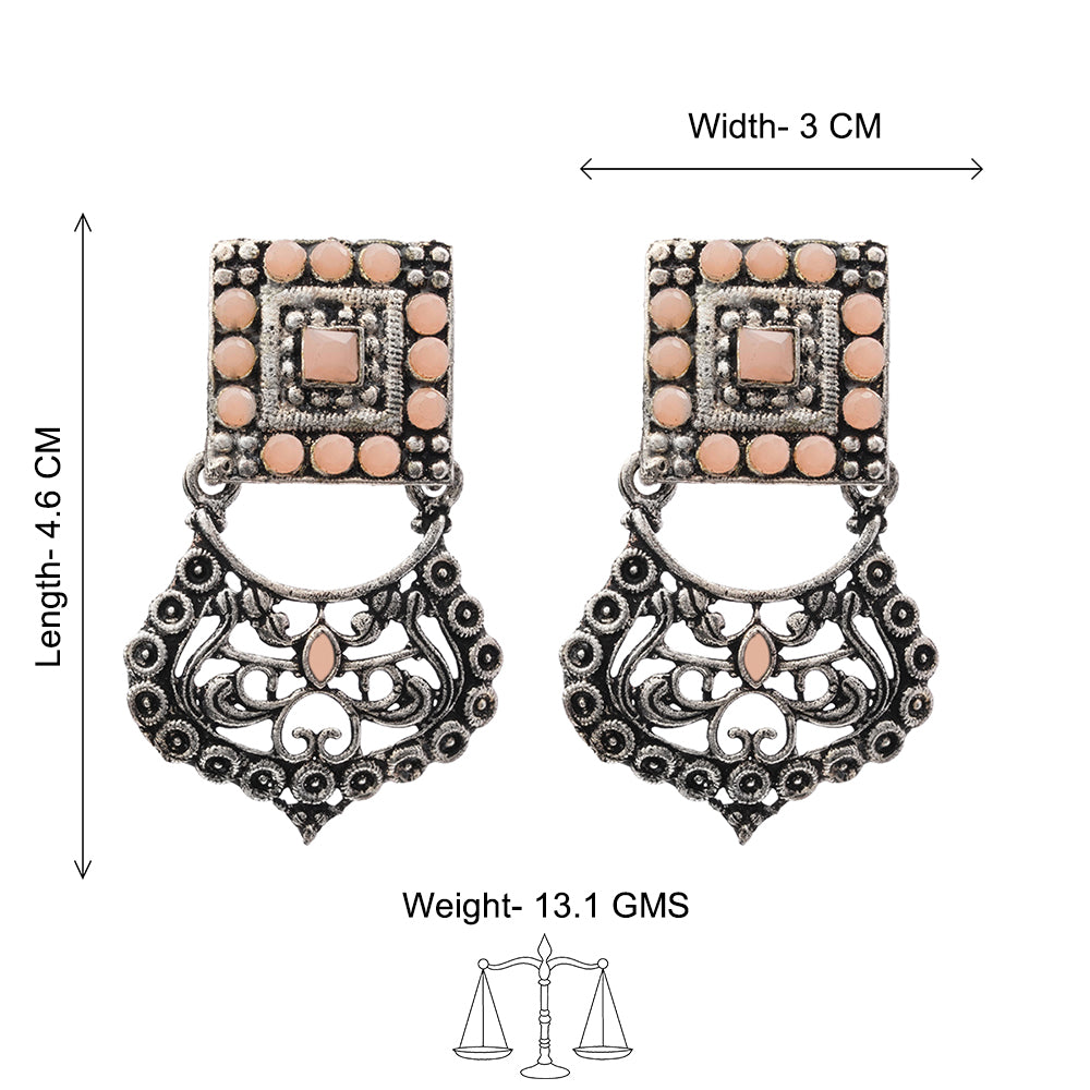 Glitter Grid Dangler Earring (Light Orange)