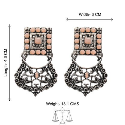 Glitter Grid Dangler Earring (Light Orange)
