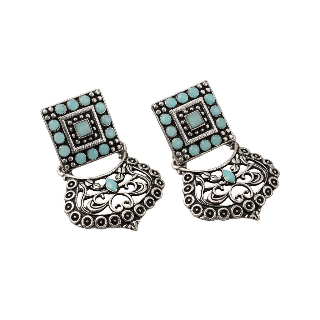 Glitter Grid Dangler Earring (Mint)