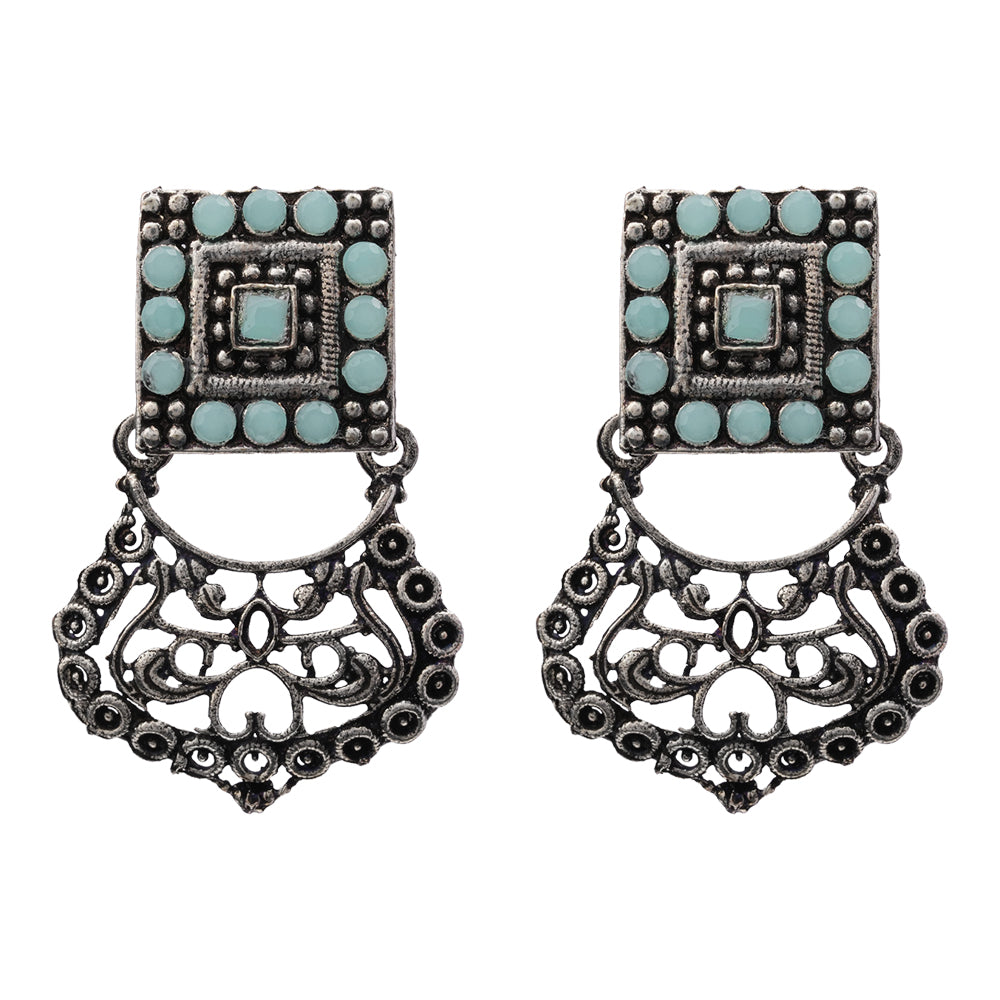 Glitter Grid Dangler Earring (Mint)
