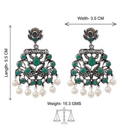 Kalash Kamal earring  Peacock glow stone studded dangler earrings Combo