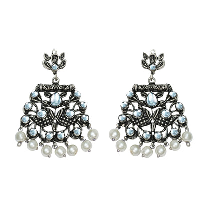StylishKudi Oxidised Silver Earrings&Chandbali Earrings ComboSet for Women&girl
