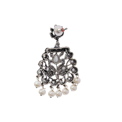 Peacock glow stone studded dangler earrings (White)