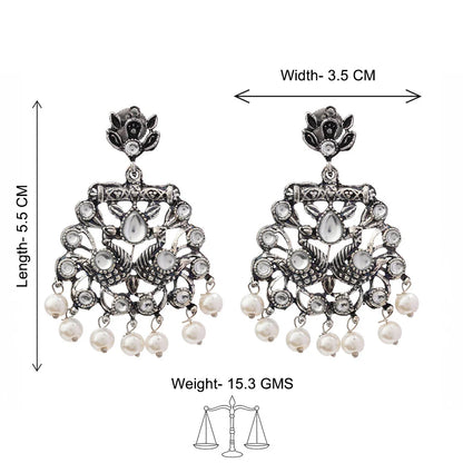 Peacock glow stone studded dangler & Traditional twish stud earring Combo set