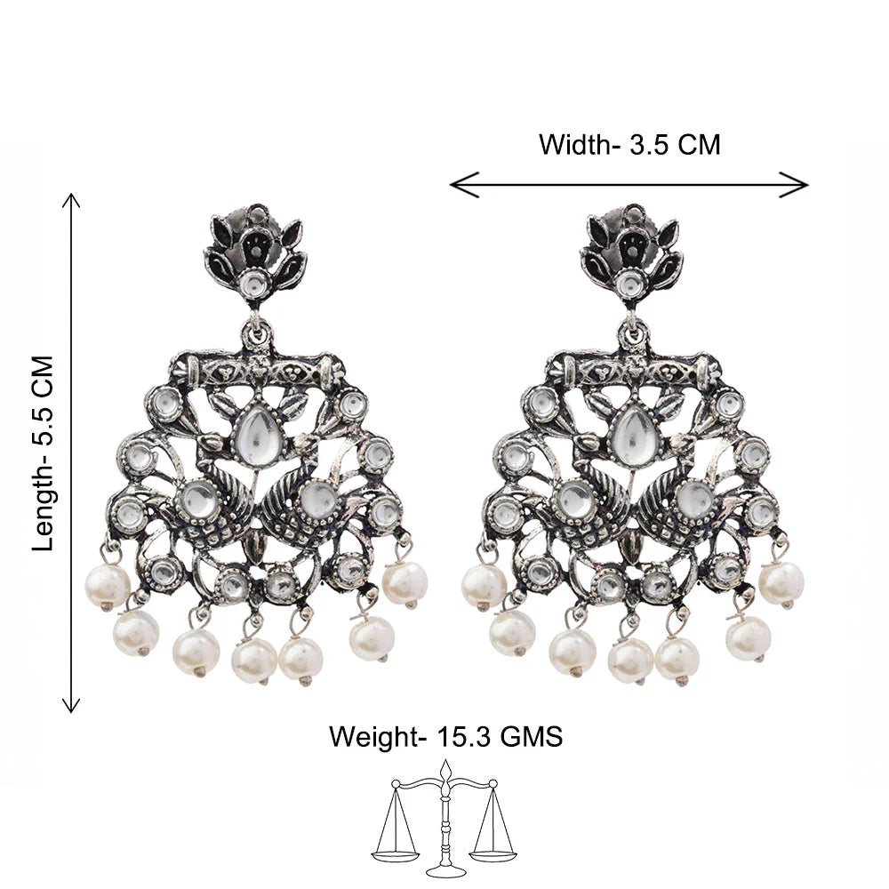 Peacock glow stone studded dangler & Little Petal dangler Combo set