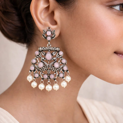 Kalash Kamal earring  Peacock glow stone studded dangler earrings Combo