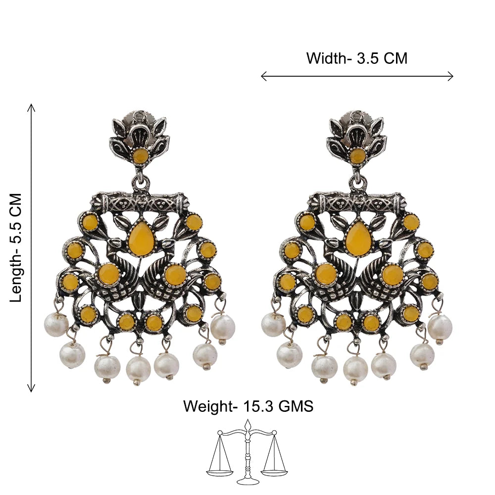 Kalash Kamal earring  Peacock glow stone studded dangler earrings Combo
