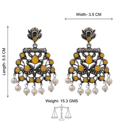 Kalash Kamal earring  Peacock glow stone studded dangler earrings Combo