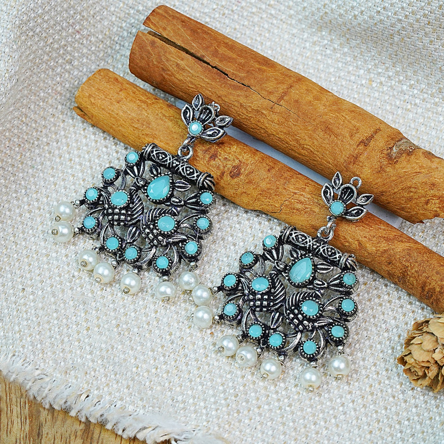 StylishKudi Oxidised Silver Stud & Chandbali Earrings Combo Set for Women&girl