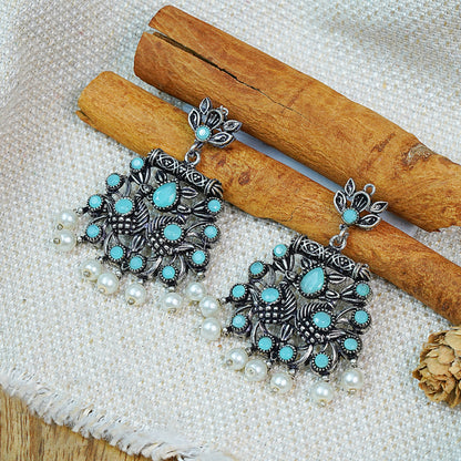 StylishKudi Oxidised Silver Stud & Chandbali Earrings Combo Set for Women&girl