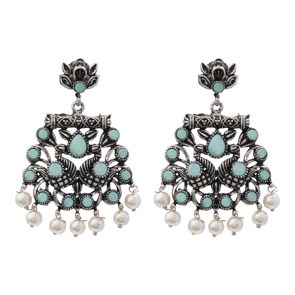 StylishKudi Oxidised Silver Stud & Chandbali Earrings Combo Set for Women&girl
