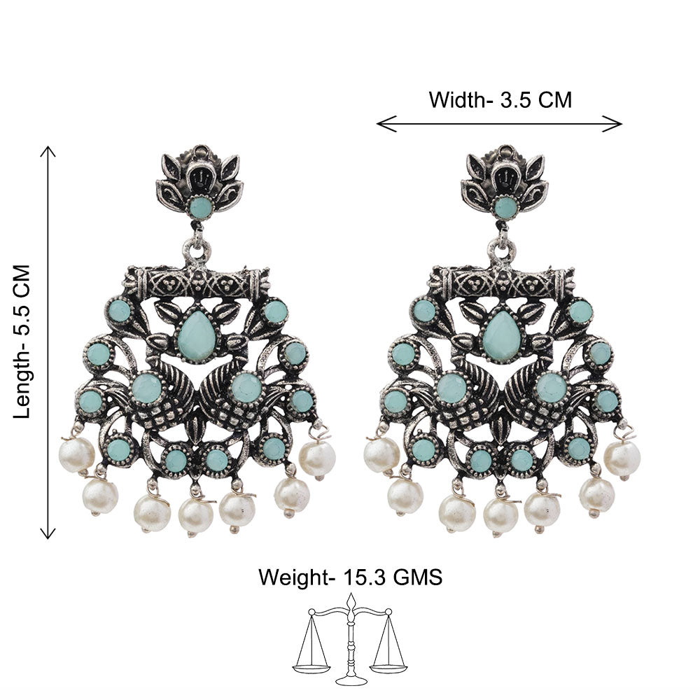 StylishKudi Oxidised Silver Stud & Chandbali Earrings Combo Set for Women&girl