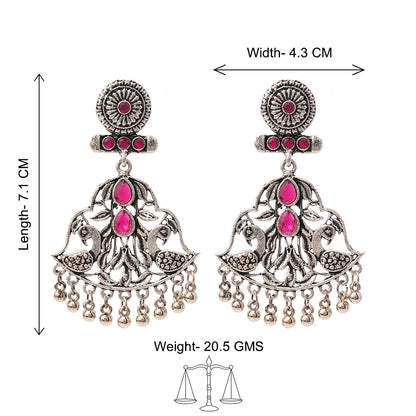 Peacock Pataka Dangler Earring (Red)