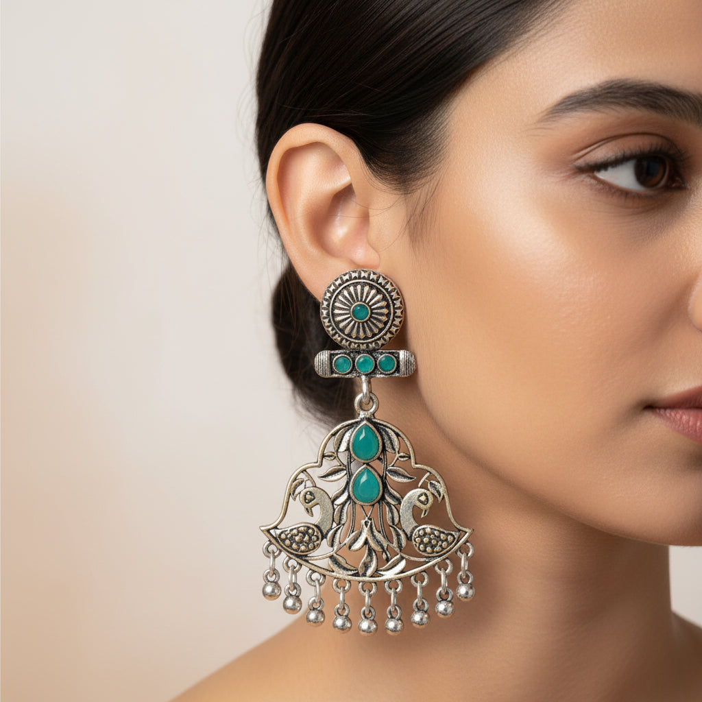 Peacock Pataka Dangler Earring (Green)