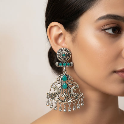 Peacock Pataka Dangler Earring (Green)