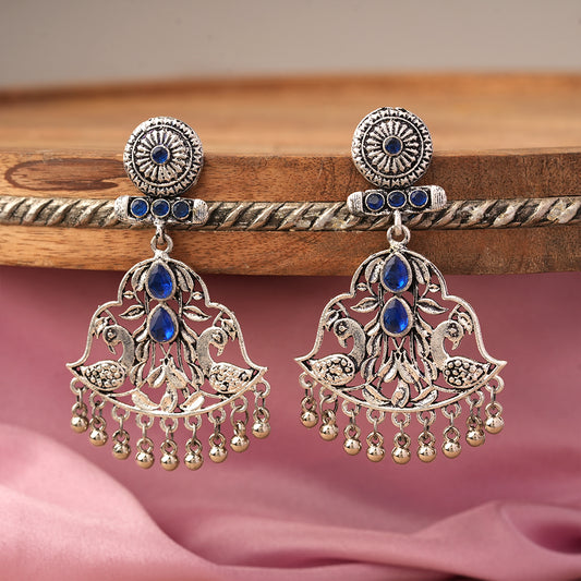 Peacock Pataka Dangler Earring (Blue)