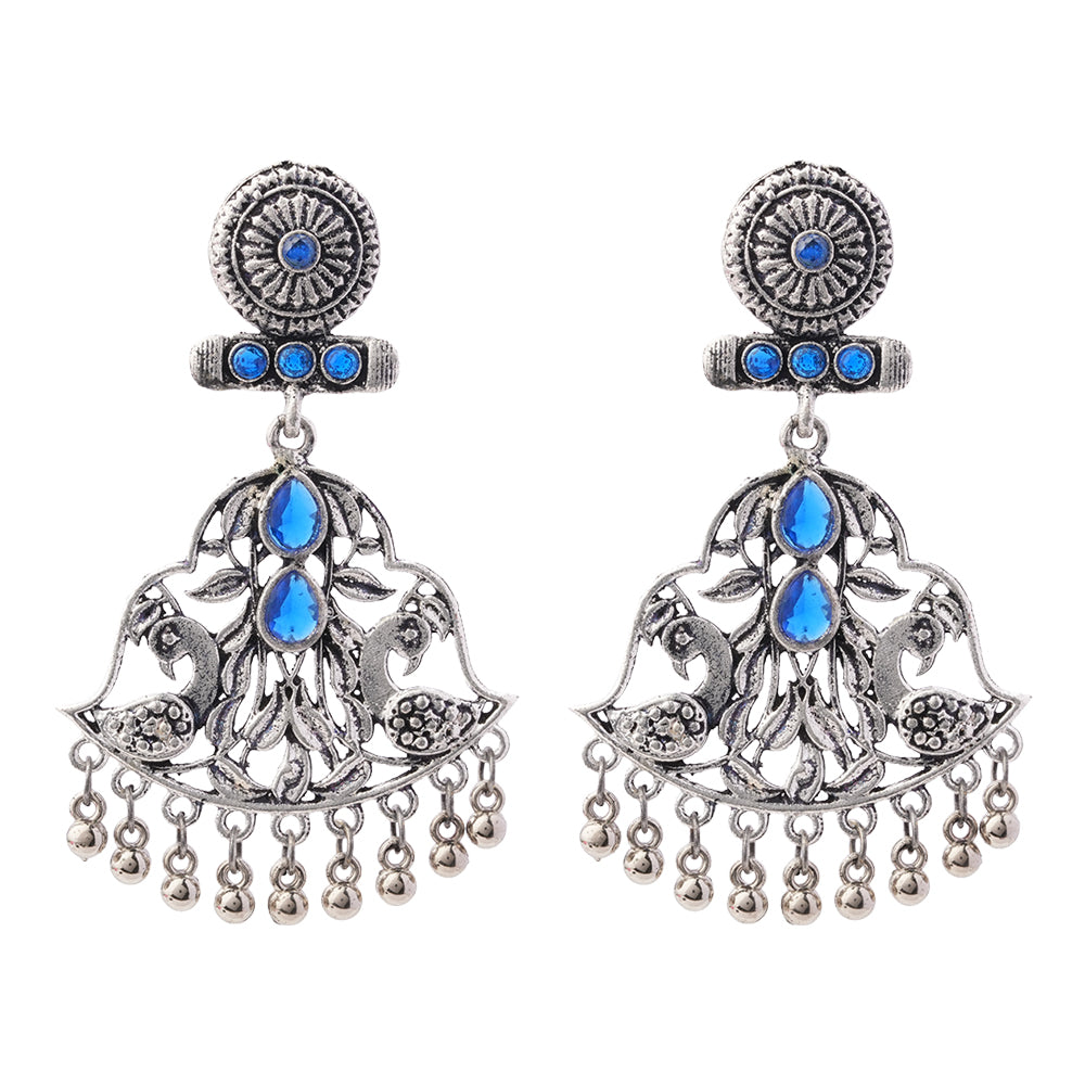 Peacock Pataka Dangler Earring (Blue)