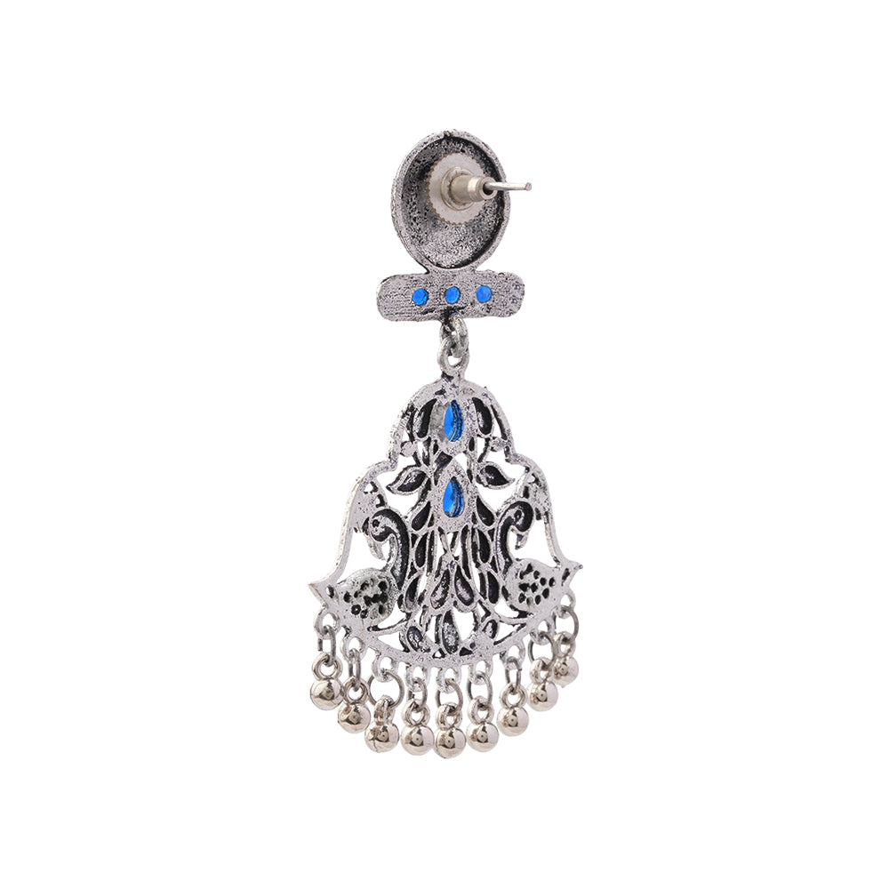 Peacock Pataka Dangler Earring (Blue)