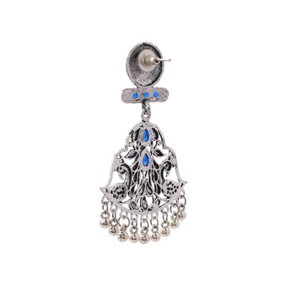 Peacock Pataka Dangler Earring (Blue)
