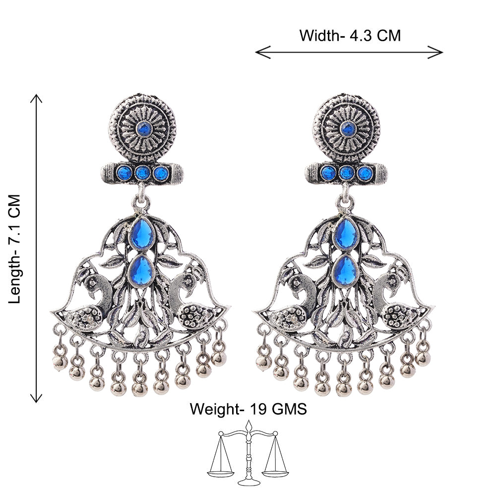 Peacock Pataka Dangler Earring (Blue)