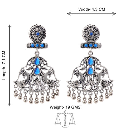 Peacock Pataka Dangler Earring (Blue)