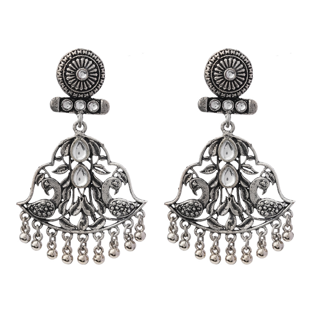 Peacock Pataka Dangler Earring (White)
