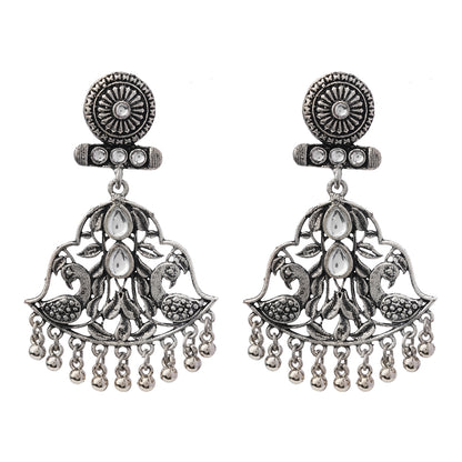 Peacock Pataka Dangler Earring (White)