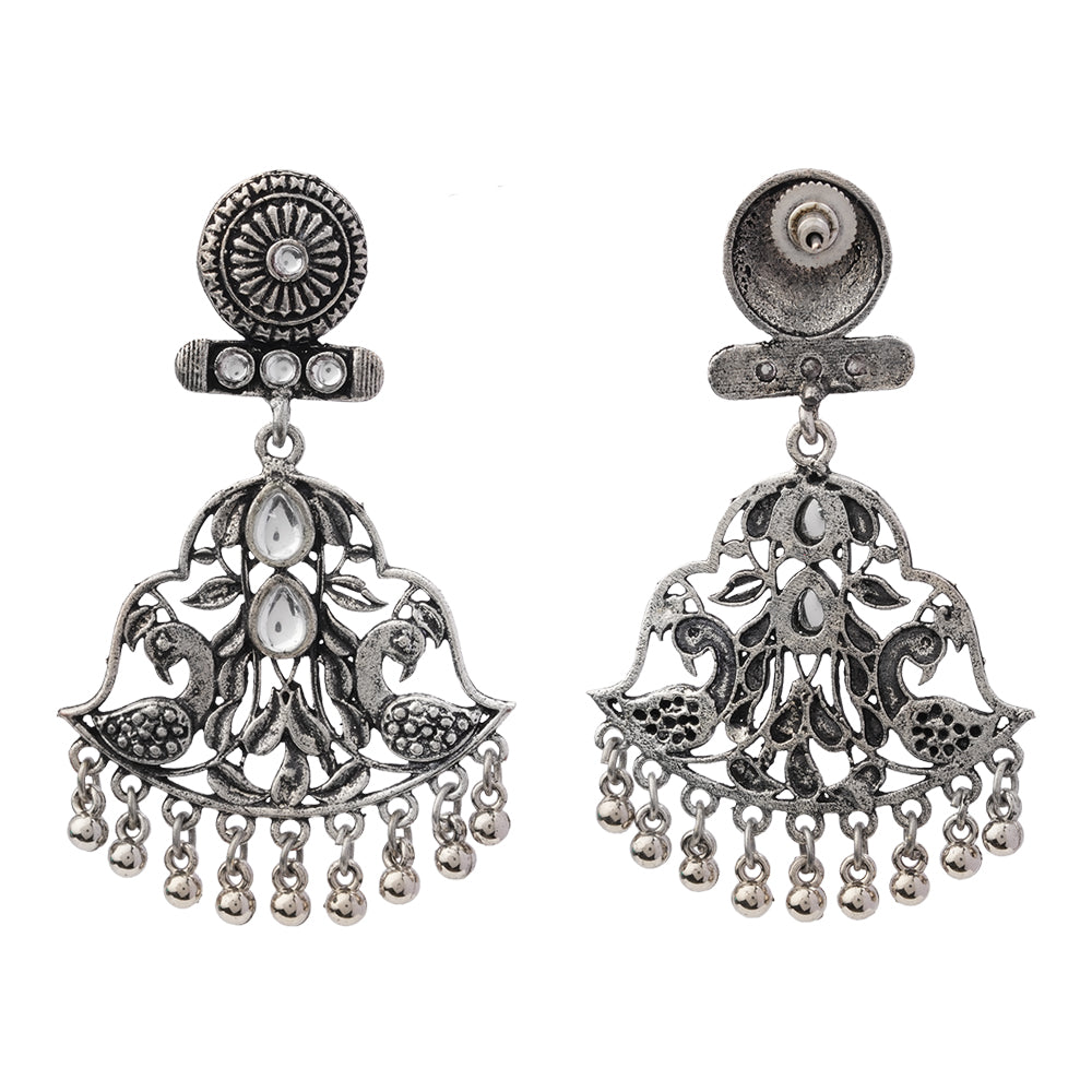 Peacock Pataka Dangler Earring (White)