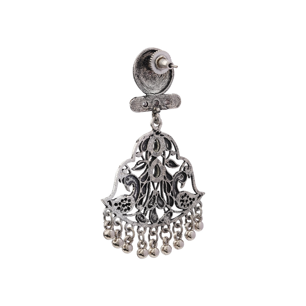 Peacock Pataka Dangler Earring (White)