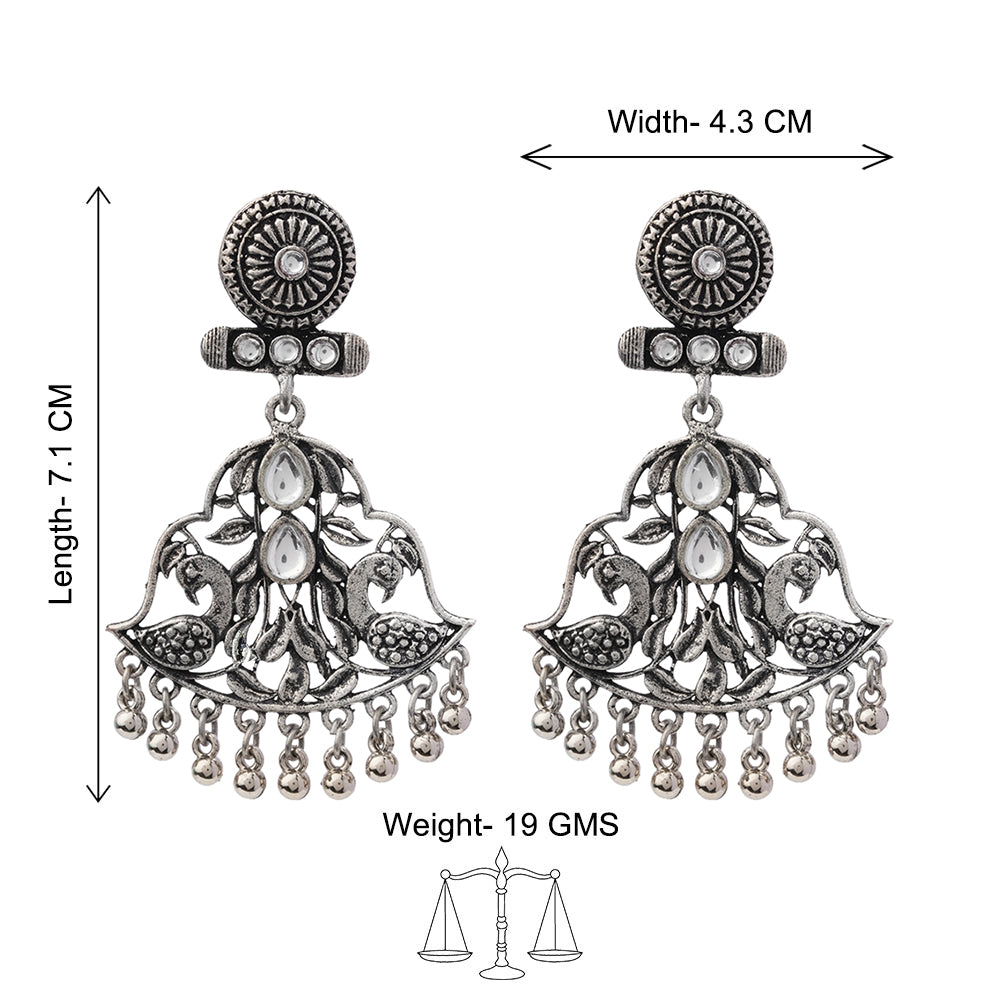 Peacock Pataka Dangler Earring (White)