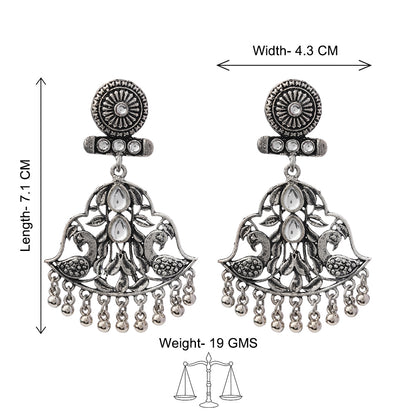 Peacock Pataka Dangler Earring (White)