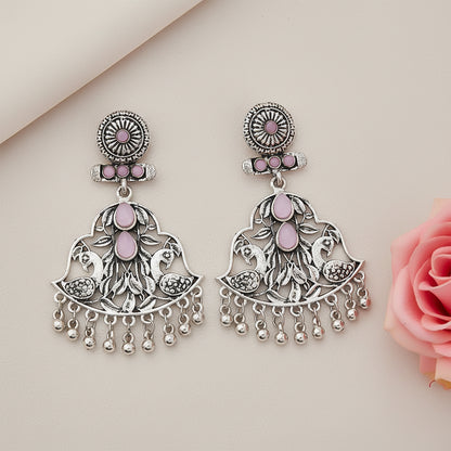 Peacock Pataka Dangler Earring (Baby Pink)