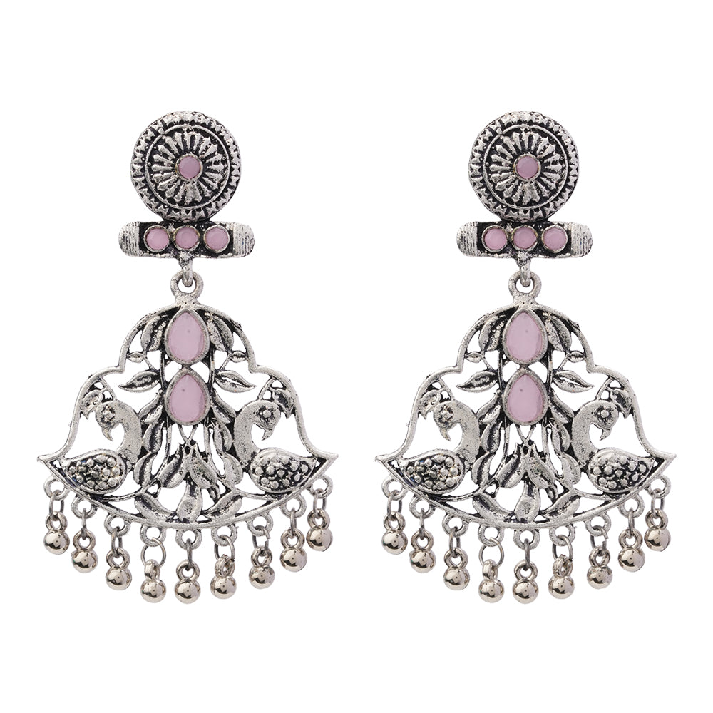Peacock Pataka Dangler Earring (Baby Pink)