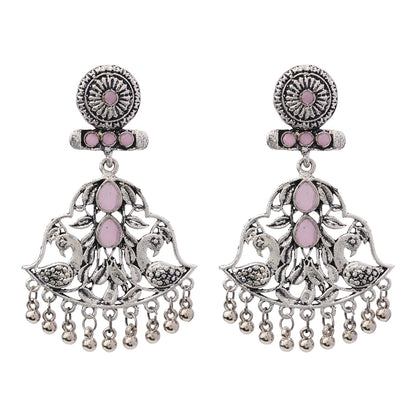 Peacock Pataka Dangler Earring (Baby Pink)