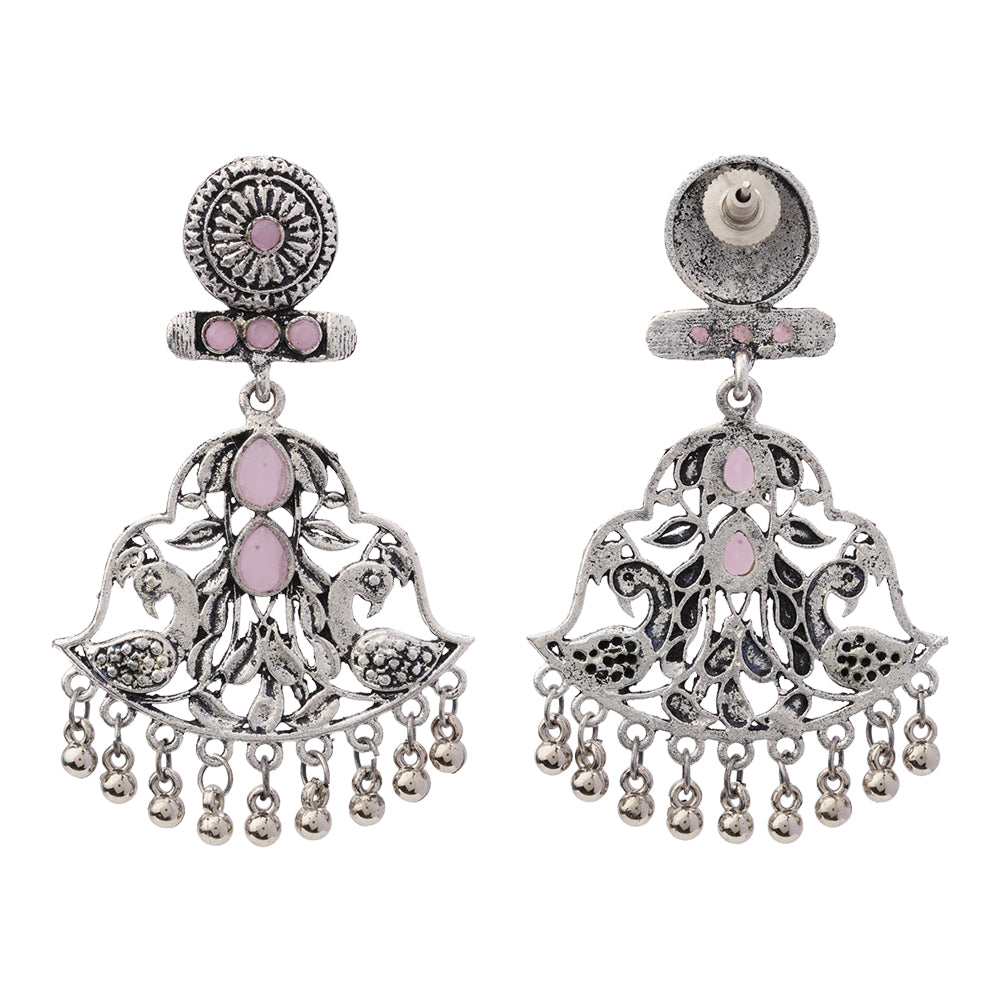 Peacock Pataka Dangler Earring (Baby Pink)