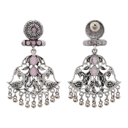 Peacock Pataka Dangler Earring (Baby Pink)