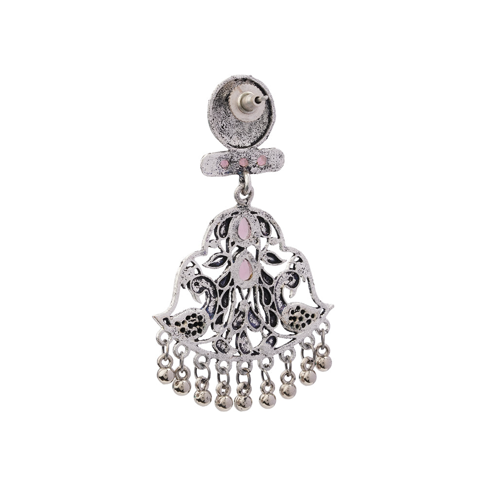 Peacock Pataka Dangler Earring (Baby Pink)