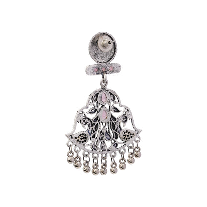 Peacock Pataka Dangler Earring (Baby Pink)