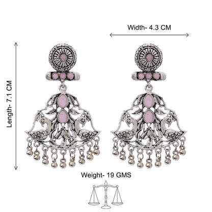 Peacock Pataka Dangler Earring (Baby Pink)